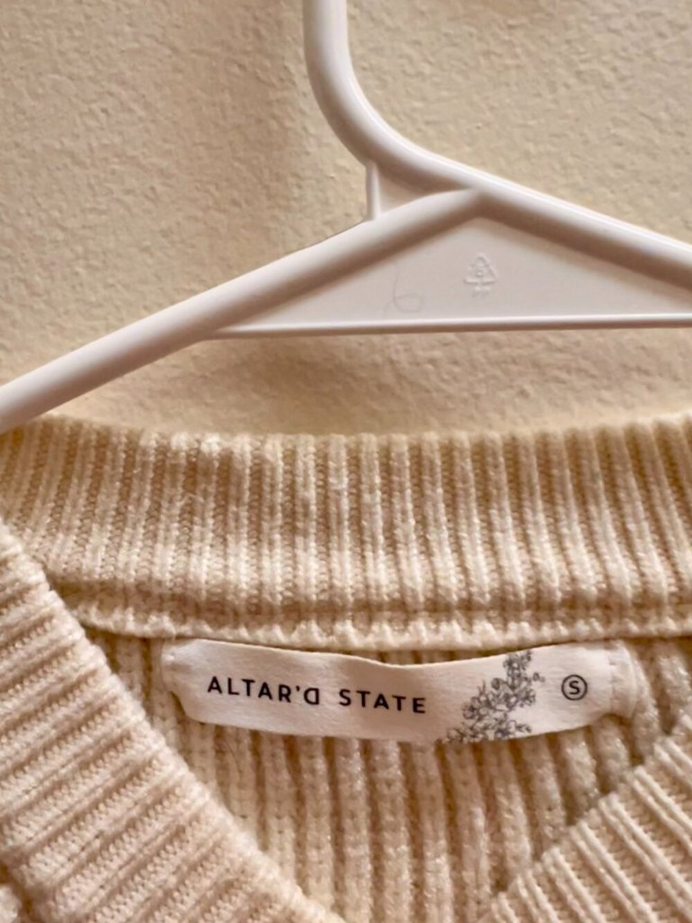 Altar’d State Cream Bow Embroidered Cropped Sweater - Picture 2 of 5